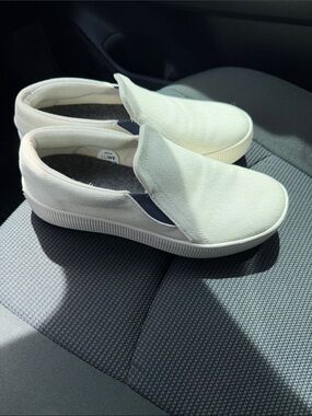 Allbirds Cream Slip-On Sneakers with Navy Accents